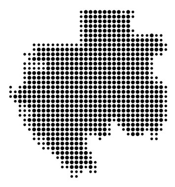 Gabon 'un soyut haritası siyah daireler çizerek ülkenin alanını gösteriyor.