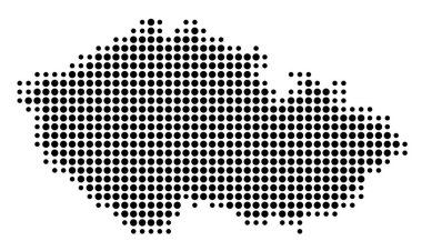 Çek Cumhuriyeti 'nin soyut haritası, siyah daireler çizerek ülkenin alanını gösteriyor