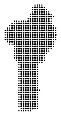 Benin 'in soyut haritası siyah daireler çizerek ülkenin alanını gösteriyor