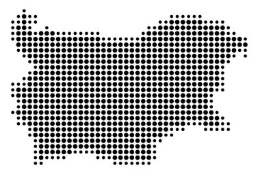 Bulgaristan 'ın soyut haritası ülkenin alanını siyah daireler şeklinde gösteriyor