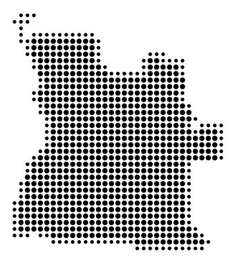 Angola 'nın soyut haritası siyah daireler çizerek ülkenin alanını gösteriyor