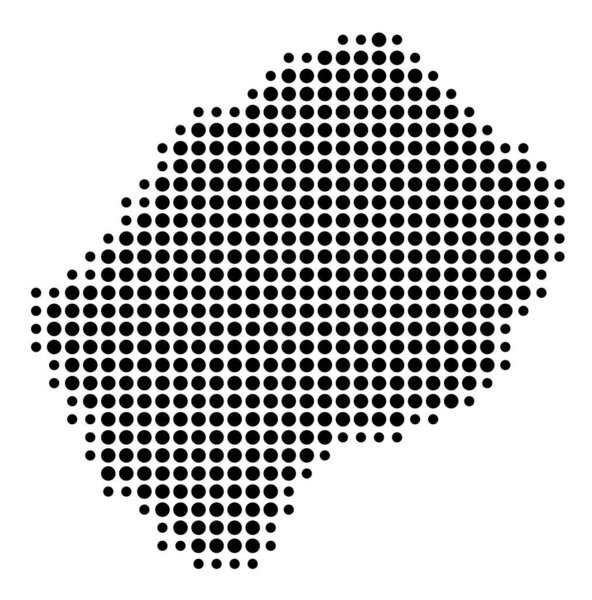 Abstract map of Lesotho showing the area of the country with a pattern of black circles