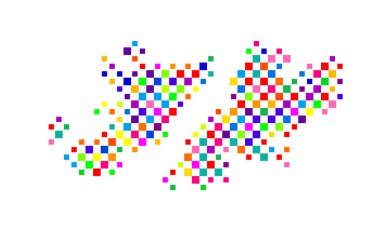 Falkland Adaları 'nın soyut haritası. Satranç tahtası gibi renkli kareler.