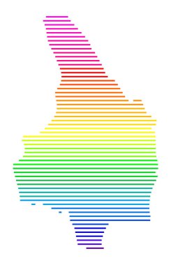 Symbol Map of the County Varmland (Sweden). Abstract map showing the state/province with horizontal parallel lines in rainbow colors clipart