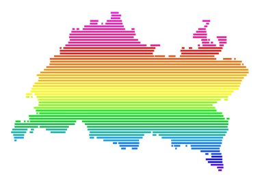 Tataristan Cumhuriyeti Sembol Haritası (Rusya). Gökkuşağı renklerinde yatay paralel çizgileri olan durum / eyaleti soyut harita