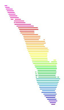 Kerala Devleti Sembol Haritası (Hindistan). Gökkuşağı renklerinde yatay paralel çizgileri olan durum / eyaleti soyut harita