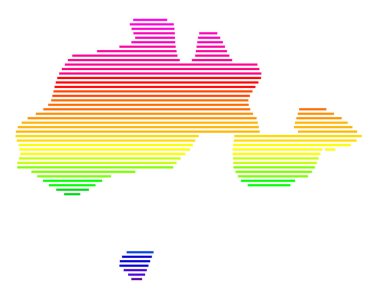 Canton Schaffhausen (İsviçre) sembol haritası. Kanton 'u gökkuşağı renklerinde yatay paralel çizgilerle gösteren soyut harita
