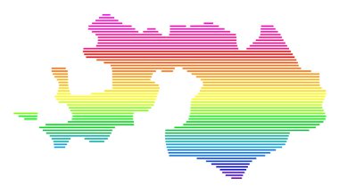 Symbol Map of the Canton Basel-Landschaft (Switzerland). Abstract map showing the Kanton with horizontal parallel lines in rainbow colors clipart