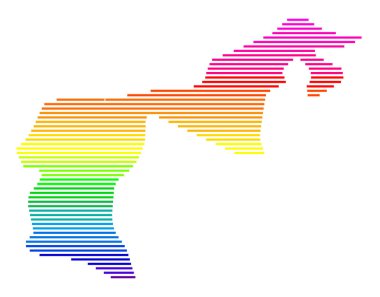 Canton Appenzell Ausserrhoden (İsviçre) sembol haritası. Kanton 'u gökkuşağı renklerinde yatay paralel çizgilerle gösteren soyut harita