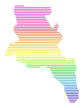 Symbol Map of the Province Catamarca (Argentina). Abstract map showing the state/province with horizontal parallel lines in rainbow colors clipart