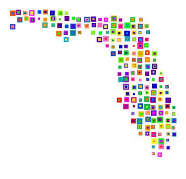 Florida Eyaleti Sembol Haritası (Amerika Birleşik Devletleri). Şekerler gibi rengarenk karelerin üst üste bindiği bir durumu gösteren soyut harita