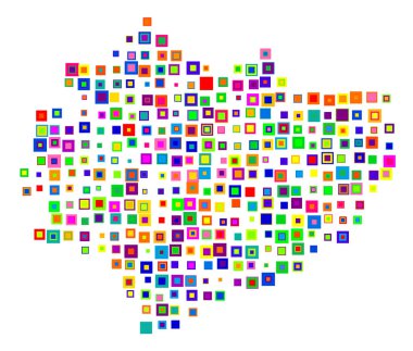 Voivodeship / Province Swietokrzyskie (Polonya) sembol haritası. Şekerler gibi renkli karelerin üst üste bindiği bir durum / eyaleti gösteren soyut harita