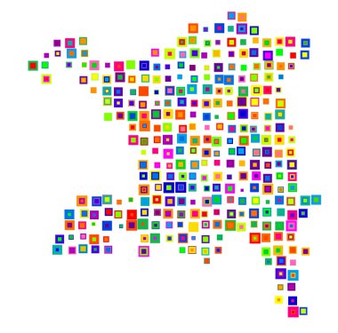Symbol Map of the Canton Aargau (Switzerland). Abstract map showing the Kanton with a pattern of overlapping colorful squares like candies clipart