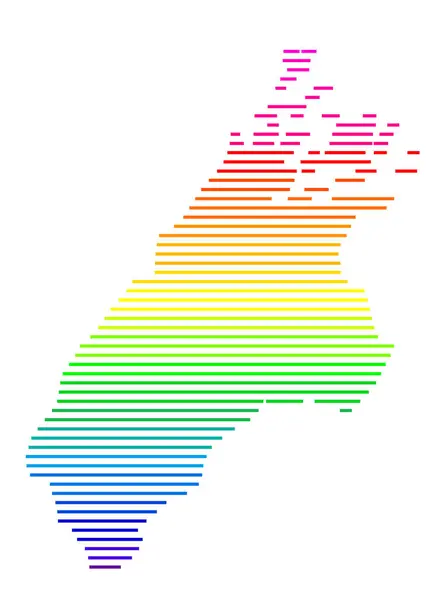 stock vector Symbol Map of the Unitary Authority Marlborough District (New Zealand). Abstract map showing the state/province with horizontal parallel lines in rainbow colors