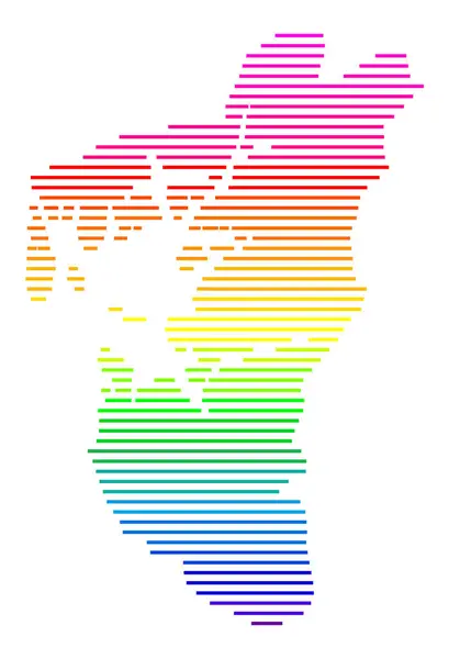 stock vector Symbol Map of the County Rogaland (Norway). Abstract map showing the state/province with horizontal parallel lines in rainbow colors