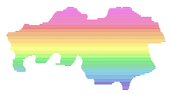 stock vector Symbol Map of the Province Noord-Brabant (Netherlands). Abstract map showing the state/province with horizontal parallel lines in rainbow colors