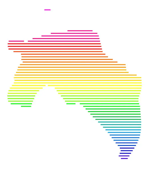 stock vector Symbol Map of the Province Groningen (Netherlands). Abstract map showing the state/province with horizontal parallel lines in rainbow colors