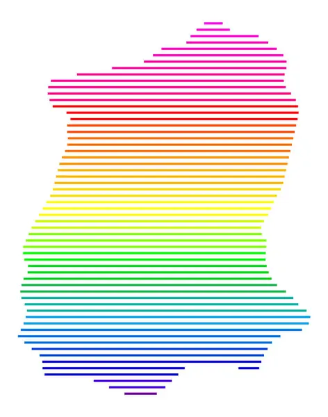 stock vector Symbol Map of the State Sikkim (India). Abstract map showing the state/province with horizontal parallel lines in rainbow colors