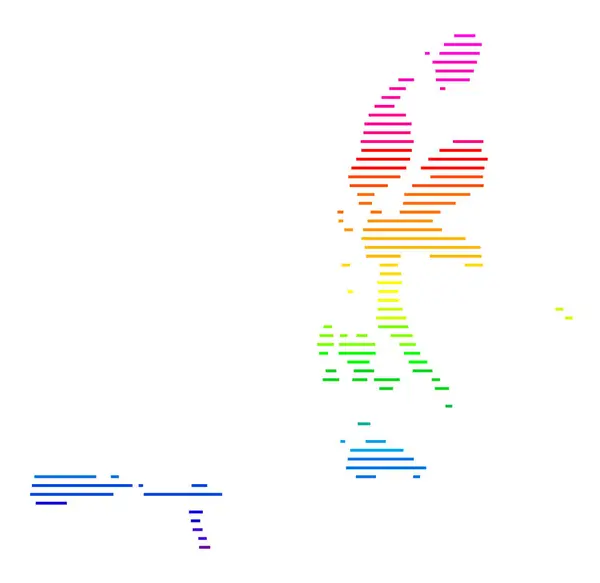 stock vector Symbol Map of the Province Maluku Utara (Indonesia). Abstract map showing the state/province with horizontal parallel lines in rainbow colors