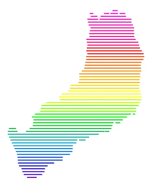 stock vector Symbol Map of the Province Misiones (Argentina). Abstract map showing the state/province with horizontal parallel lines in rainbow colors