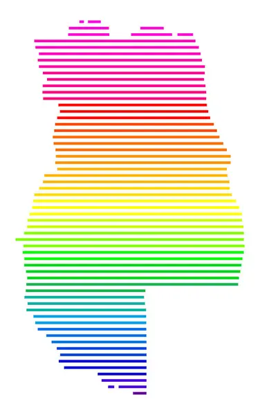 stock vector Symbol Map of the Province Mendoza (Argentina). Abstract map showing the state/province with horizontal parallel lines in rainbow colors