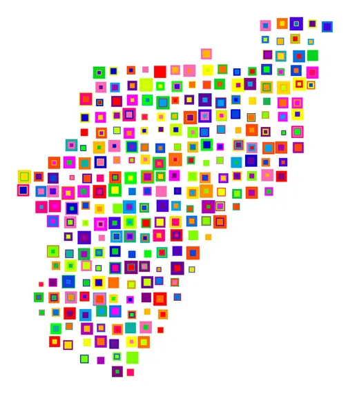 stock vector Symbol Map of the Province KwaZulu-Natal (South Africa). Abstract map showing the state/province with a pattern of overlapping colorful squares like candies