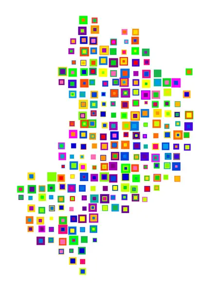 stock vector Symbol Map of the County Uppsala (Sweden). Abstract map showing the state/province with a pattern of overlapping colorful squares like candies