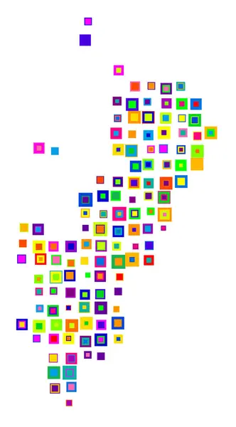 stock vector Symbol Map of the Region Moskva (Russia). Abstract map showing the state/province with a pattern of overlapping colorful squares like candies