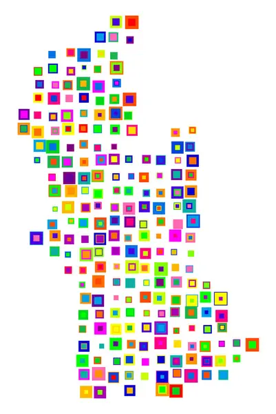 stock vector Symbol Map of the Regional Council Manawatu-Wanganui (New Zealand). Abstract map showing the state/province with a pattern of overlapping colorful squares like candies