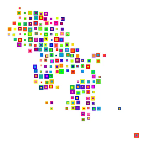 stock vector Symbol Map of the Province Sulawesi Tenggara (Indonesia). Abstract map showing the state/province with a pattern of overlapping colorful squares like candies