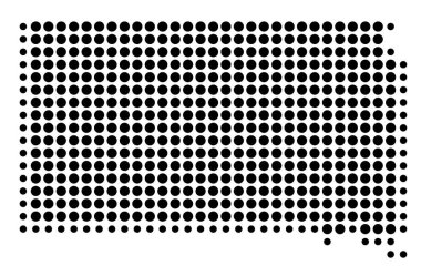 Güney Dakota Devleti Sembol Haritası (Amerika Birleşik Devletleri) eyaleti siyah daireler şeklinde gösteriyor