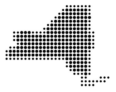 New York Eyaleti Sembol Haritası (Amerika Birleşik Devletleri) eyaleti siyah daireler şeklinde gösteriyor