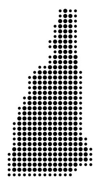 New Hampshire Eyaleti 'nin (Amerika Birleşik Devletleri) sembol haritası eyaleti siyah daireler şeklinde gösteriyor