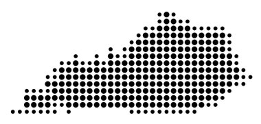 Kentucky Eyaleti Sembol Haritası (Amerika Birleşik Devletleri) eyaleti siyah daireler şeklinde gösteriyor