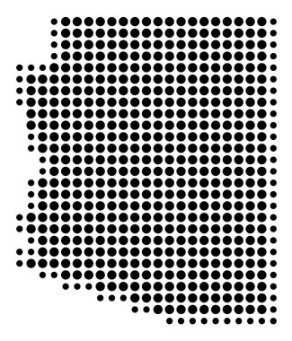 Arizona Eyaleti Sembol Haritası (Amerika Birleşik Devletleri) eyaleti siyah daireler şeklinde gösteriyor