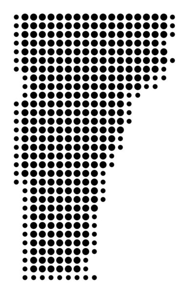 Symbol Map of the State Vermont (United States of America) showing the state with a pattern of black circles