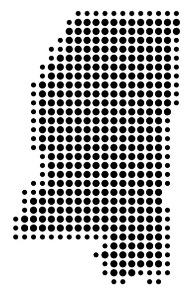 Mississippi Eyaleti Sembol Haritası (Amerika Birleşik Devletleri) eyaleti siyah daireler şeklinde gösteriyor