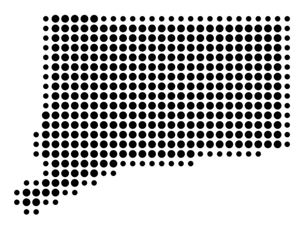 Connecticut Eyaleti Sembol Haritası (Amerika Birleşik Devletleri) eyaleti siyah daireler şeklinde gösteriyor