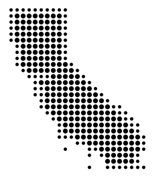 Stock vector Symbol Map of the State California (United States of America) showing the state with a pattern of black circles