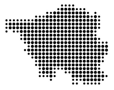 Bundesland Saarland (Almanya) sembol haritası siyah daireler ile eyalet / eyaleti gösteriyor