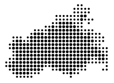 Bundesland Mecklenburg-Vorpommern (Almanya) sembol haritası devleti / eyaleti siyah daireler şeklinde gösteriyor