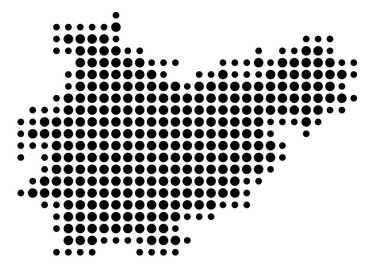 Tarn-et-Garonne (Fransa) sembol haritası siyah daireler ile eyalet / eyaleti gösteriyor