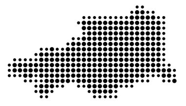 Ayrılış Pireneleri-Orienmasallarının (Fransa) sembol haritası, eyalet / eyaleti siyah daireler şeklinde gösteriyor