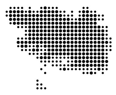 Ayrılış Morbihan (Fransa) sembol haritası siyah daireler ile eyalet / eyaleti gösteriyor