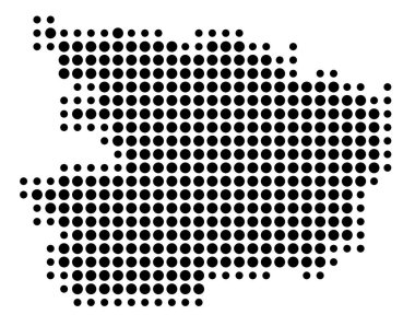 Ayrılış Maine-et-Loire (Fransa) sembol haritası, eyalet / eyaleti siyah daireler şeklinde gösteriyor