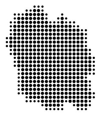 Lozere Bölgesi Sembol Haritası (Fransa) siyah daireler ile eyalet / eyaleti gösteriyor