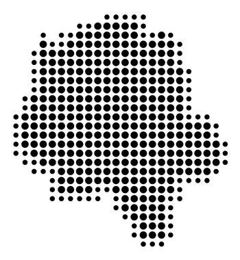 Ayrılış Indre-et-Loire (Fransa) sembol haritası, eyalet / eyaleti siyah daireler şeklinde gösteriyor