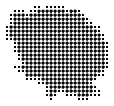 Ayrılış Creuse (Fransa) sembol haritası devlet / eyaleti siyah daireler şeklinde gösteriyor