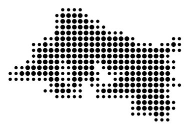 Ayrılan Bouches-du-Rhone (Fransa) sembol haritası, eyalet / eyaleti siyah daireler şeklinde gösteriyor