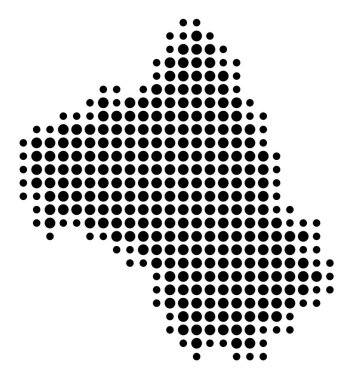 Ayrılış Aveyron (Fransa) sembol haritası, eyalet / eyaleti siyah daireler şeklinde gösteriyor